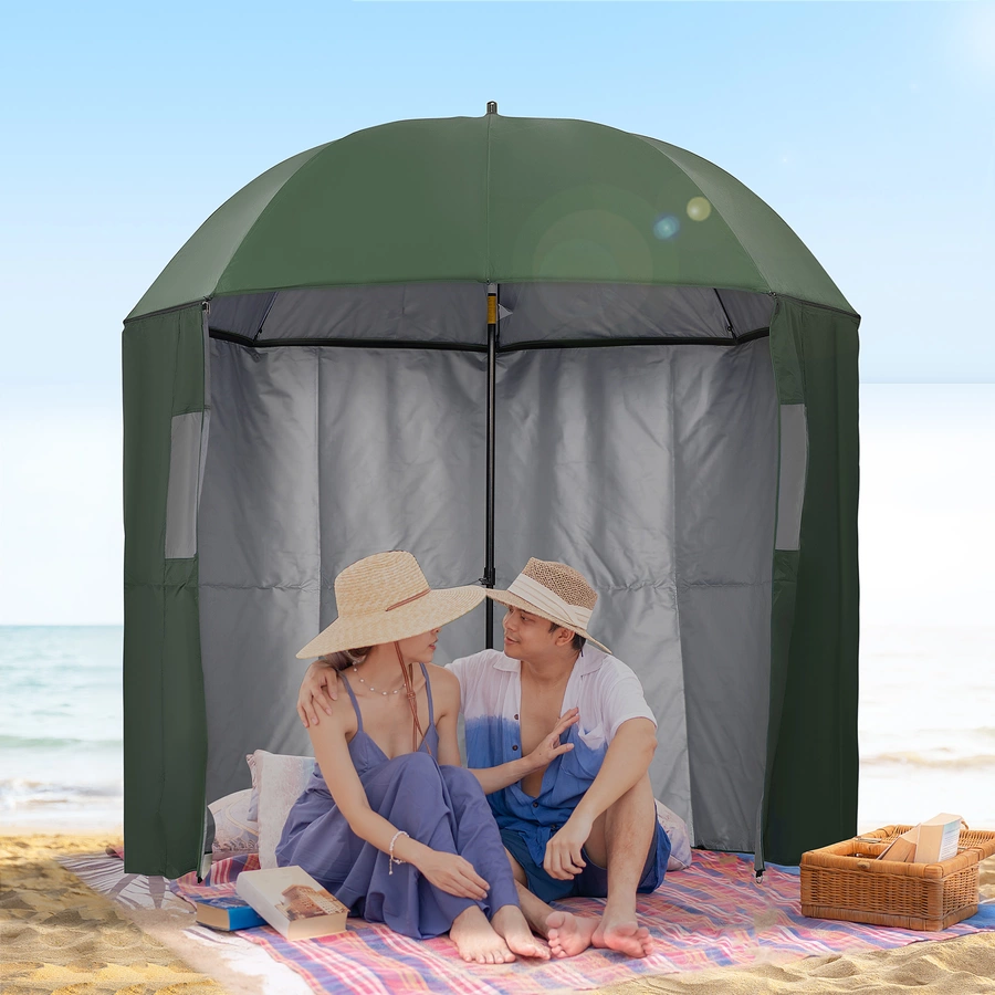 Outsunny Sonnenschirm mit Bodennagel grün