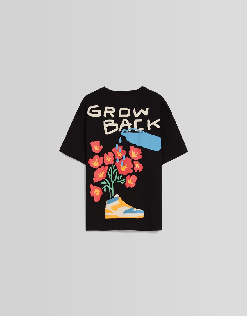 Camiseta de manga curta com estampa e modelagem quadrada