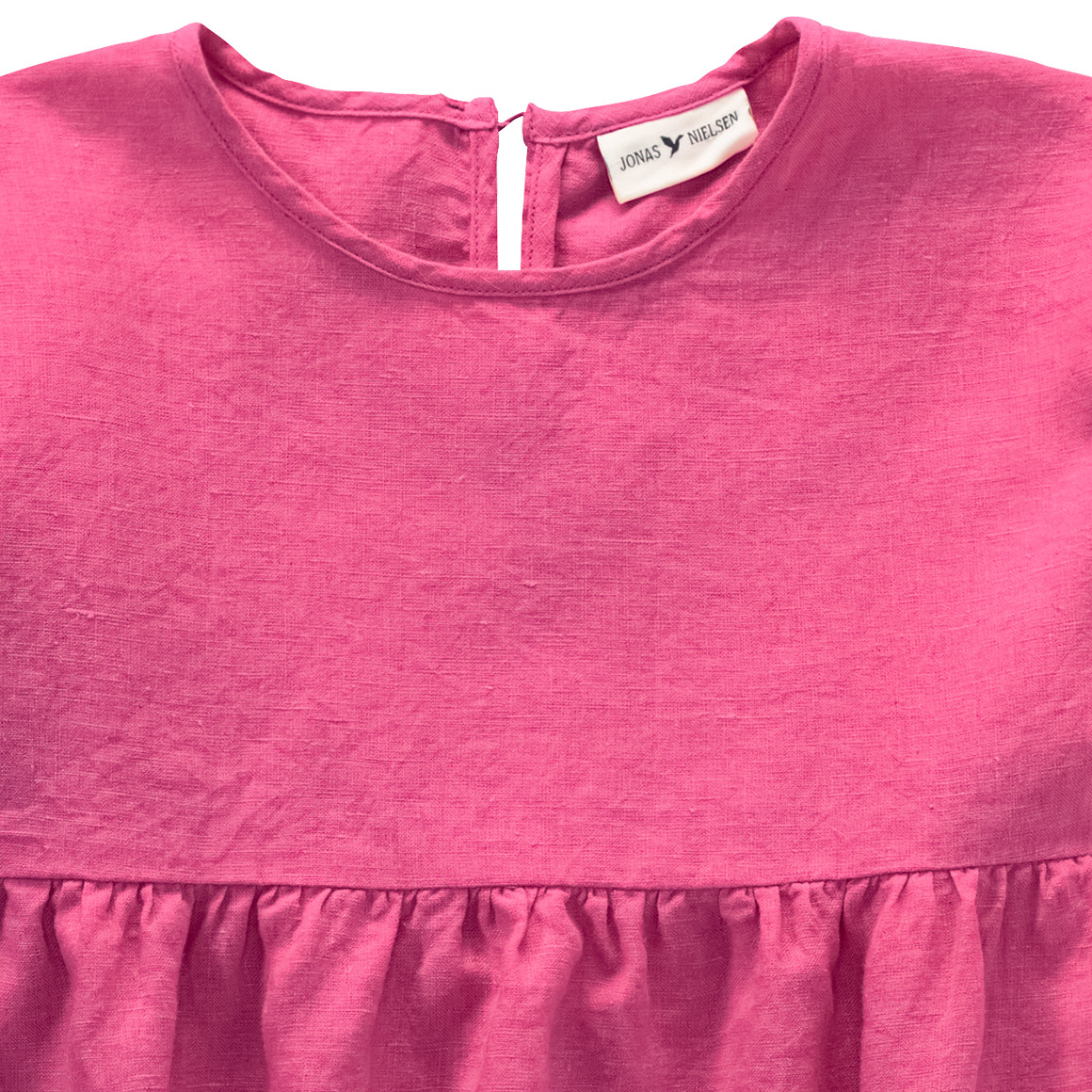 Jonas Nielsen Mädchen Leinen-Kleid mit kurzen Ärmeln pink