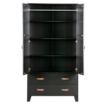WOOOD kledingkast Dian zwart grenenhout 180 x 94 x 40 cm