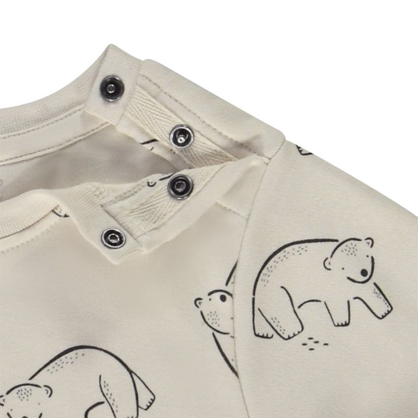 T-shirt manches longues en coton imprimé ours pour bébé garçon - Ecru