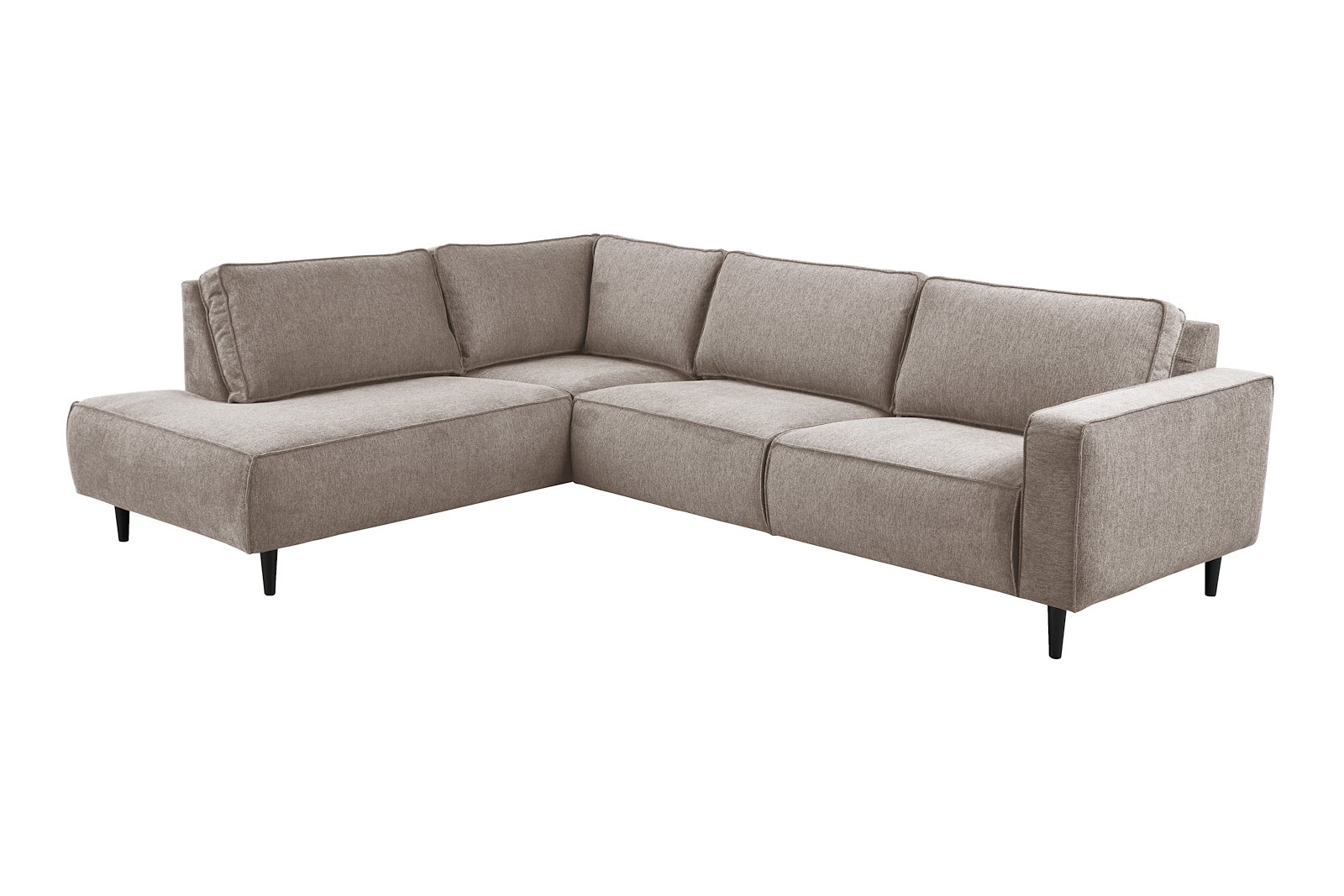 Jessie XL hjørnesofa 2,5-seter med åpen ende venstre. Tekstil Brego 34 Stone med mørke ben