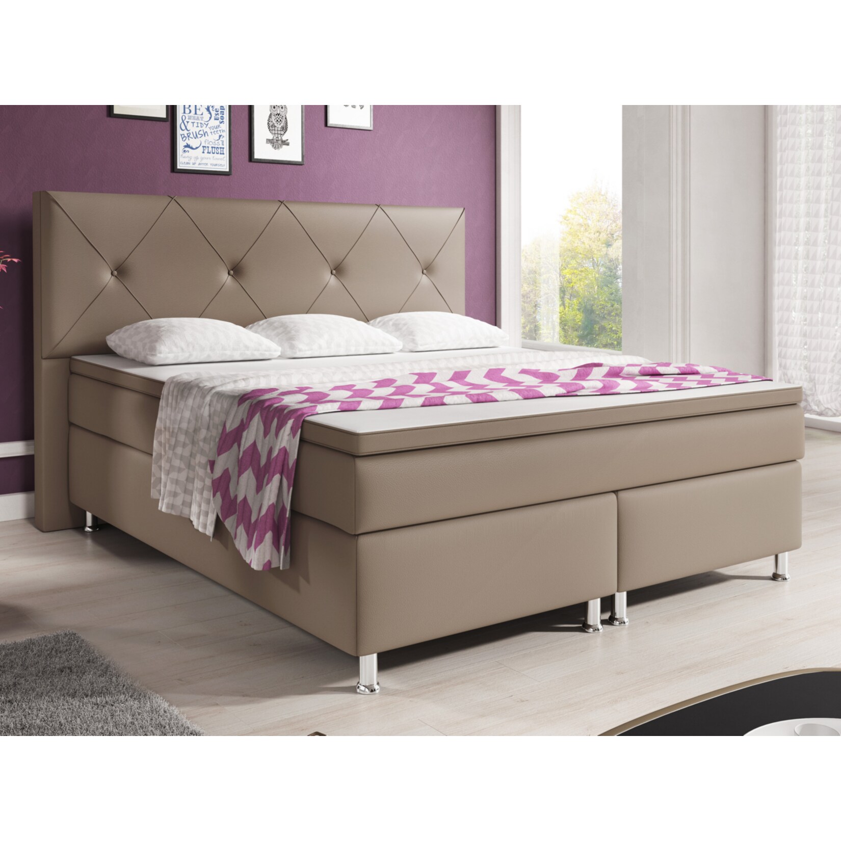 Inter Handels Boxspringbett Oxford 180x200 cm muddy