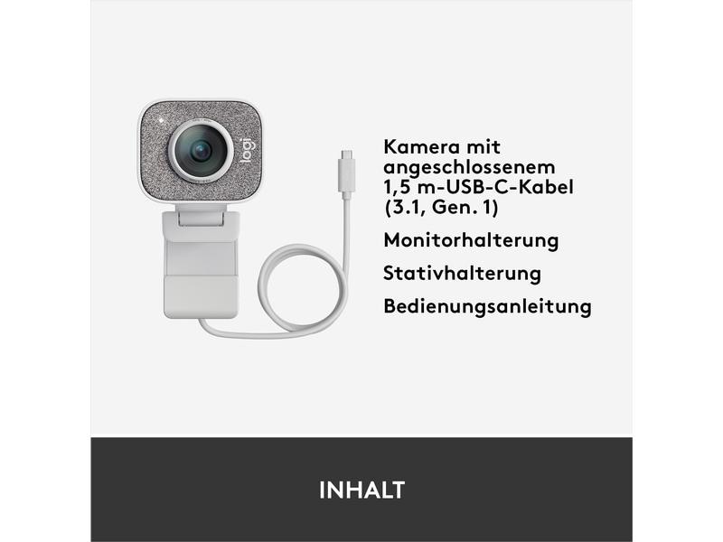 Logitech Webcam StreamCam Weiss Full-HD Streaming Webcam mit USB-C Anbindung