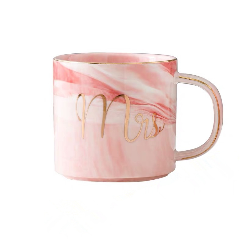 (2er Set) 340ml Keramik Kaffee Tasse Hochzeits Geschenk Couple Cups - Mr & Mrs