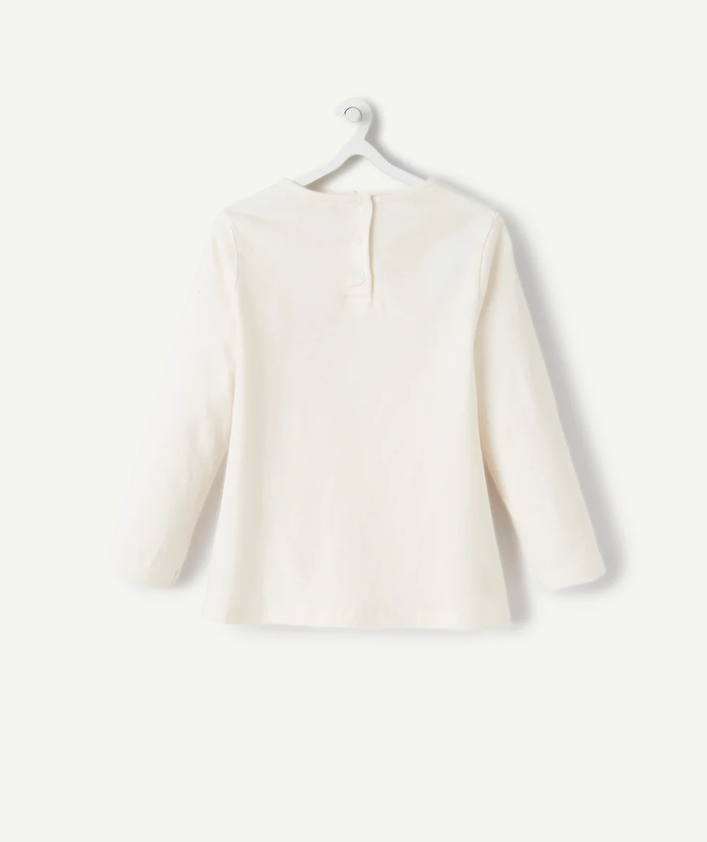 T-SHIRT EN COTON BIOLOGIQUE BLANC PASTA BÉBÉ FILLE