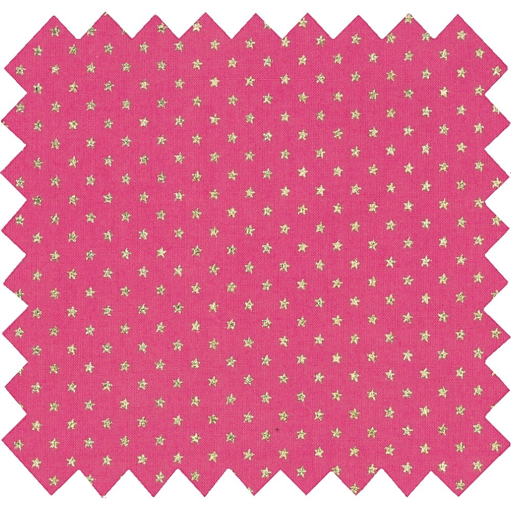 Tissu Voile Etoile Or Fuchsia