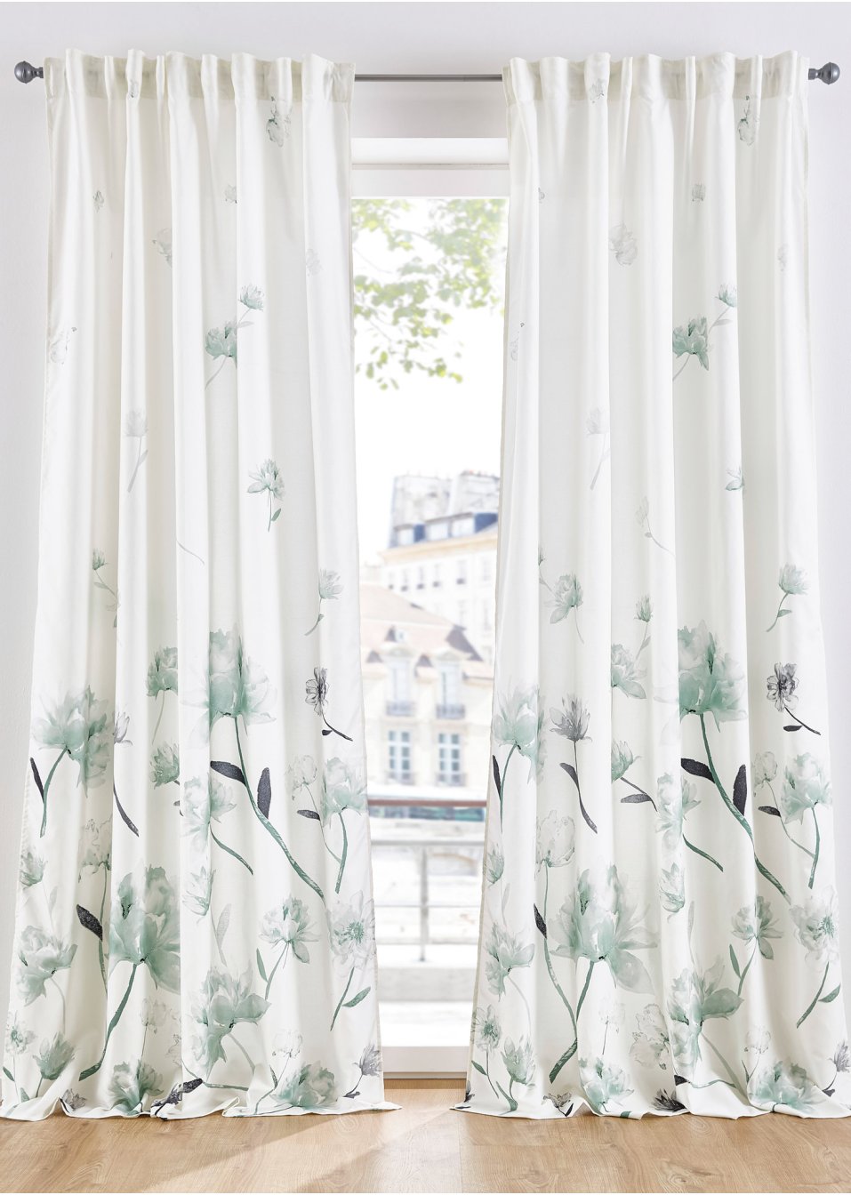 Rideau microfibre à imprimé floral (1 pce)