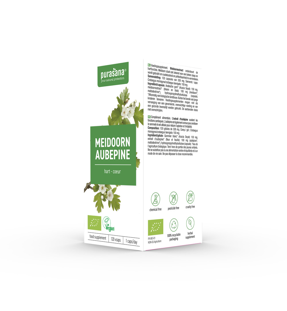 Purasana Meidoorn/Aubepine Vegan Bio (120 vega capsules)
