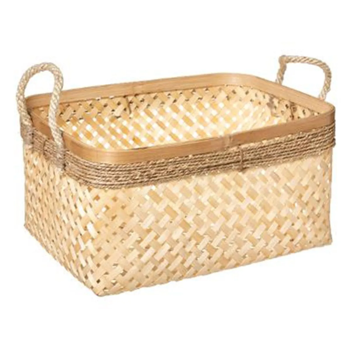 Atmosphera, Createur D'Interieur ATMOSPHERA Paniers Bambou Corde Rectangle x 3 - Beige