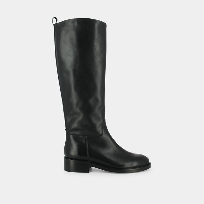 Bottes plates  en cuir noir