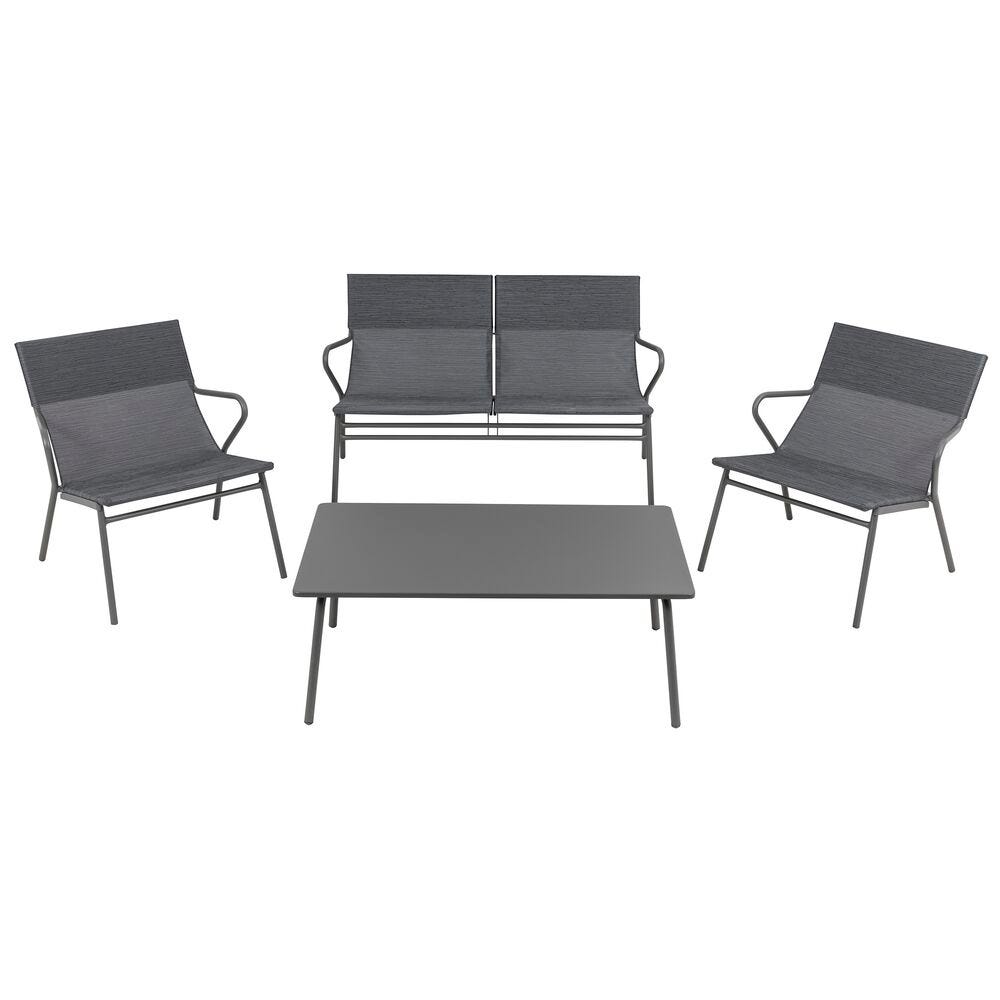 Niedriges Loungeset aus rechteckigem Tisch, Bank und 2 Sesseln Vence Batyline® Duo Obsidian