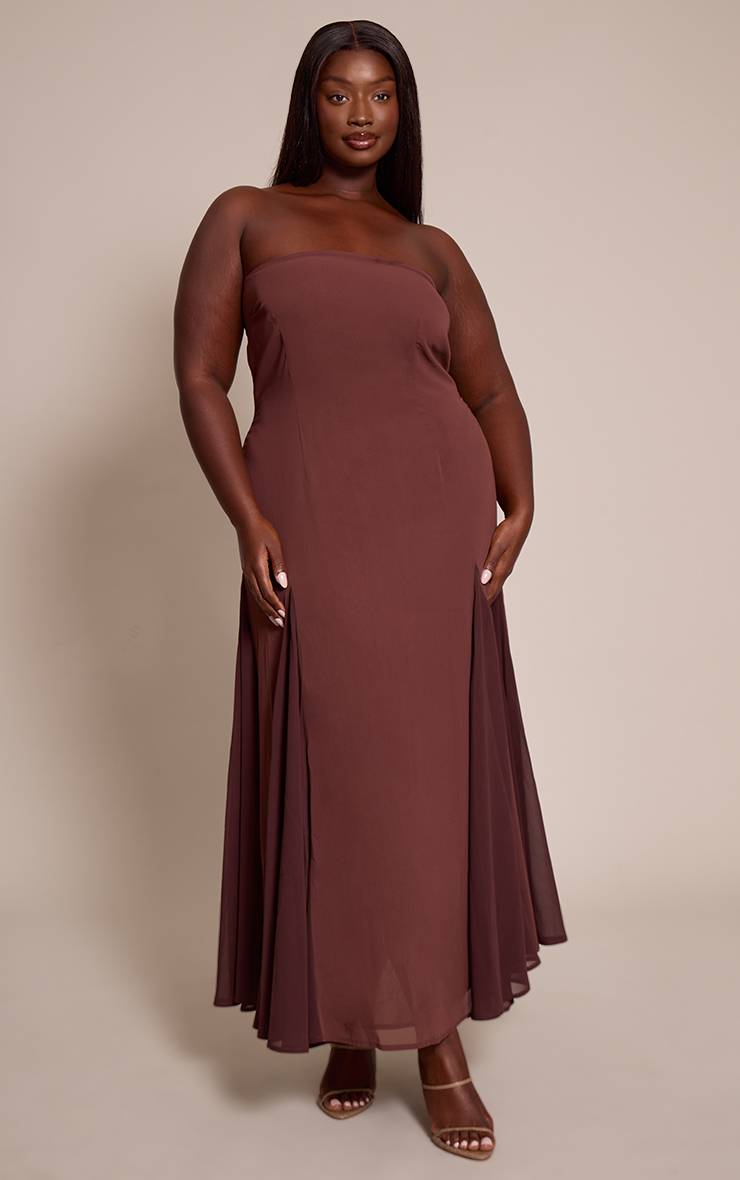 Chocolat Robe Midaxi À Godets Bandeau Grande Taille