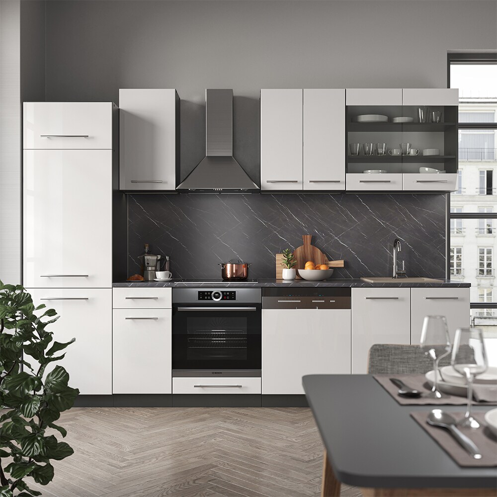 Vicco Küche Fame-Line 300 cm Küchenzeile Küchenblock Einbau Weiß Hochglanz
