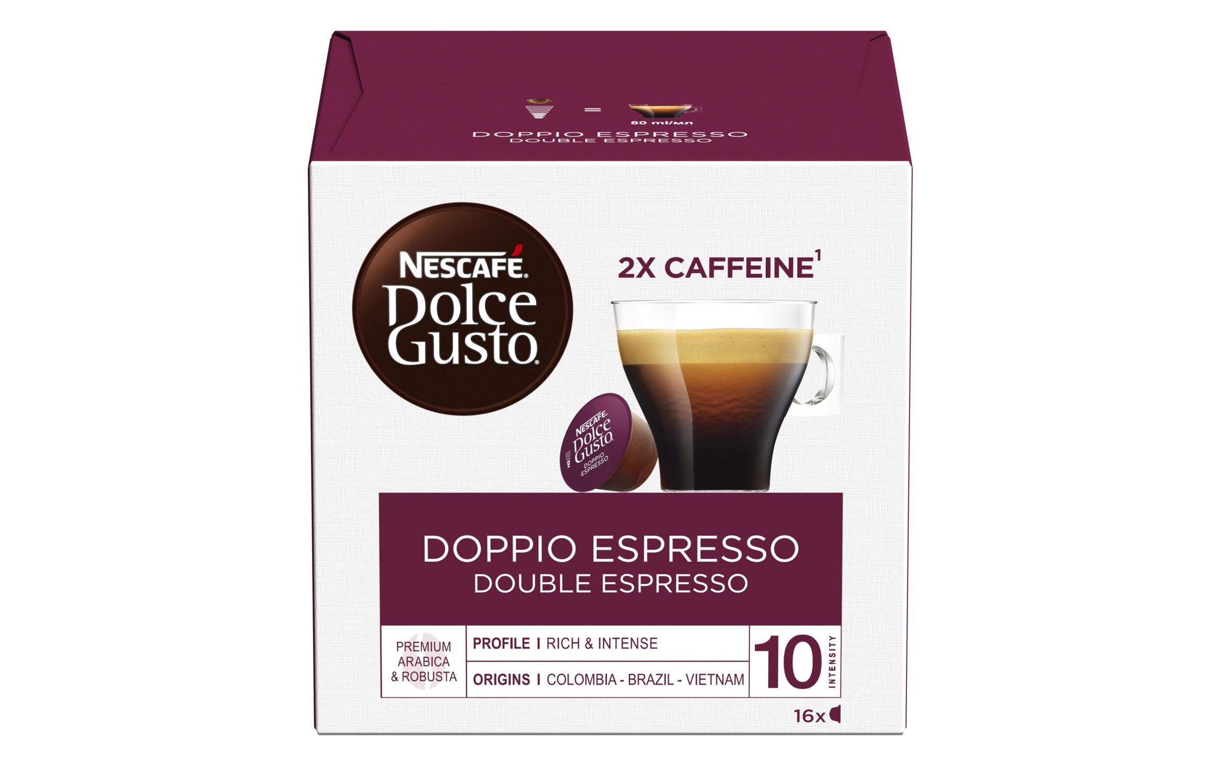Kaffeekapseln Dolce Gusto Doppio Espresso 16 StückGemahlener Röstkaffee in Kapseln