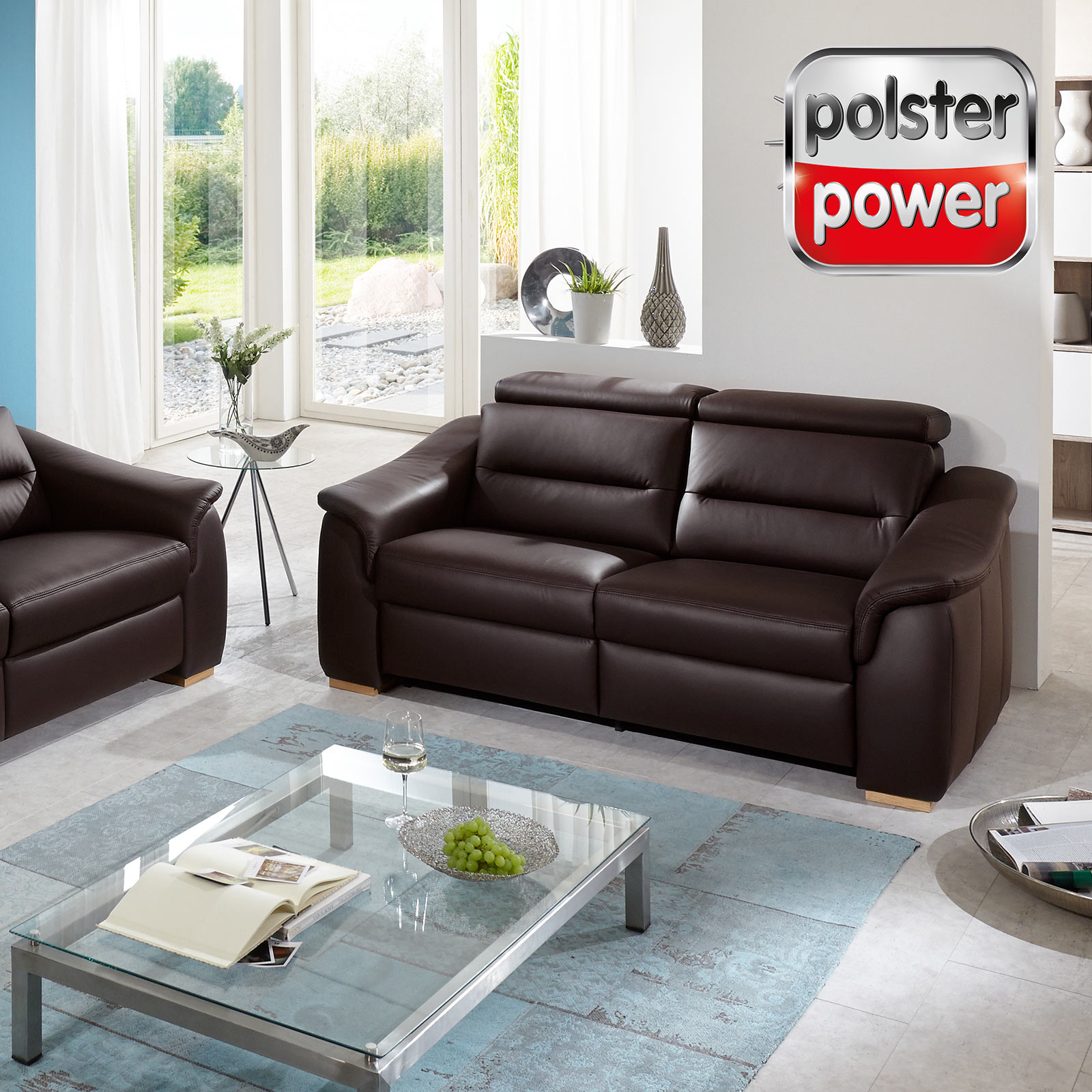 polsterpower Ledersofa - braun - Basismodell