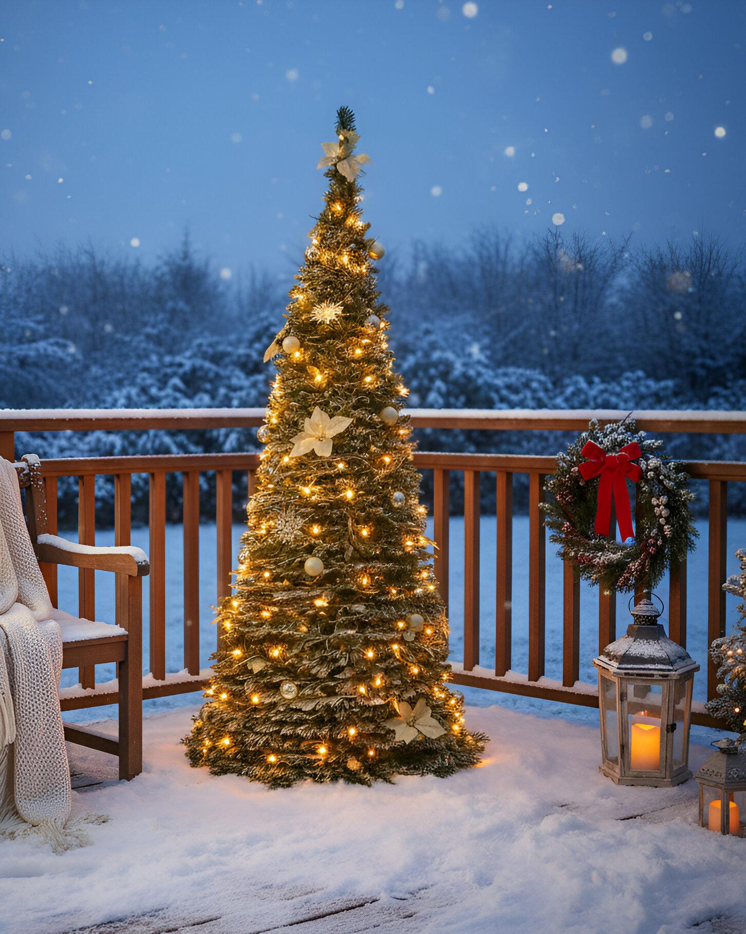 Besneeuwde kunstkerstboom inklapbaar LED FIRVANA 185 cm Wit