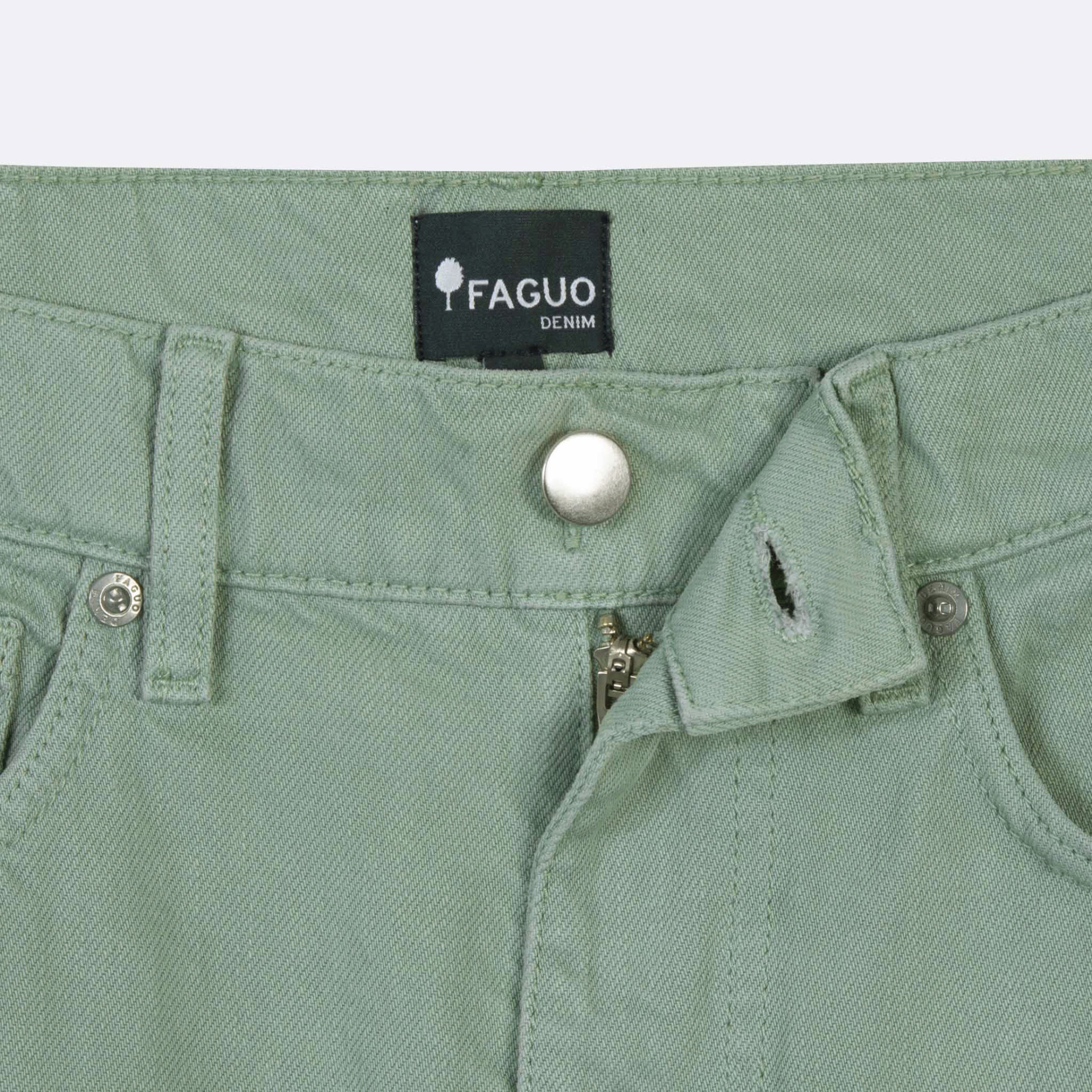 Jean vert clair coupe fuselée coton et coton recyclé - modèle tapered