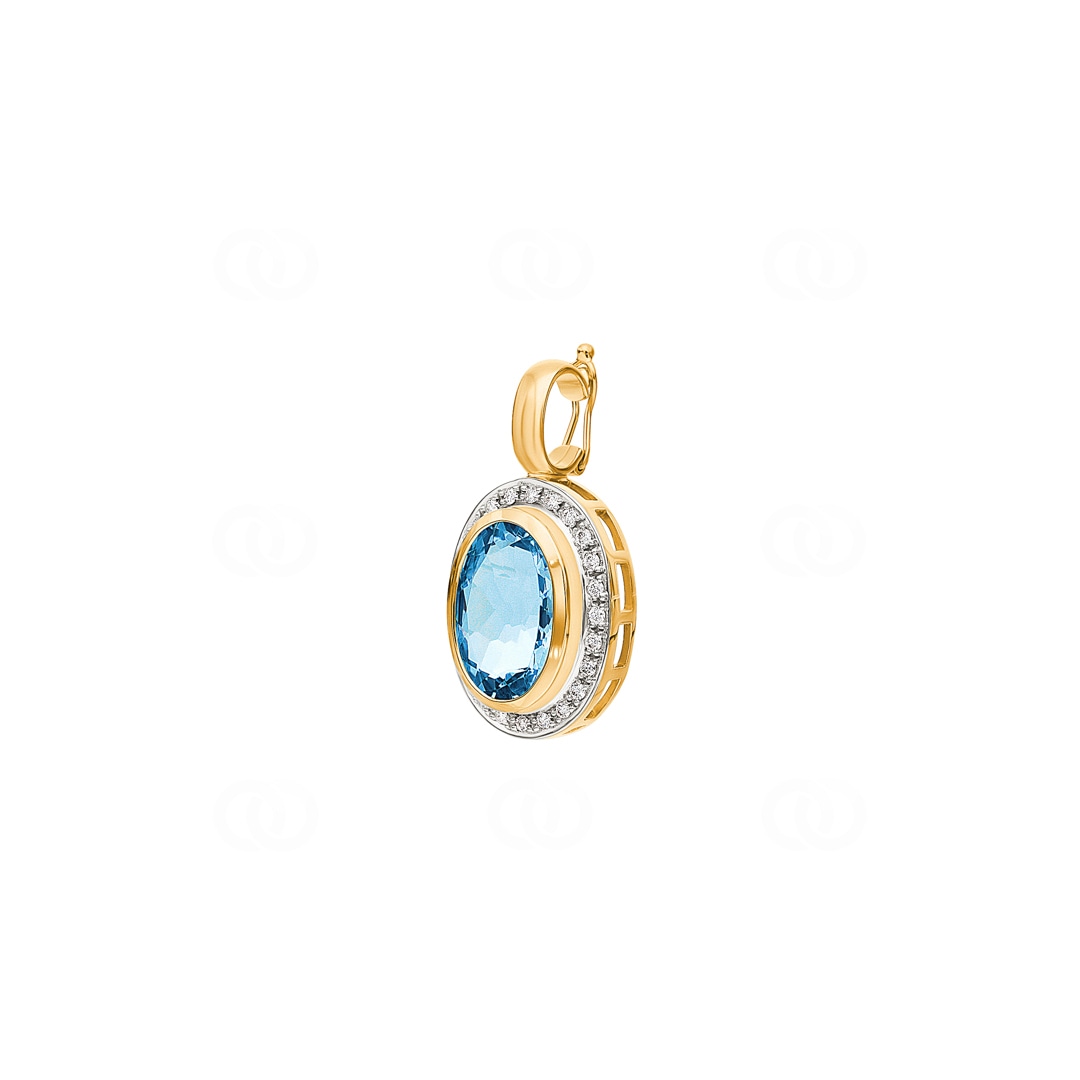 Anhänger 750/18 K Gelbgold mit Blautopas und Diamanten 0.23 ct H/si