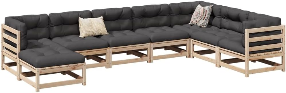 Kangmusi 8-TLG. Garten-Sofagarnitur Massivholz Kiefer, 3299574