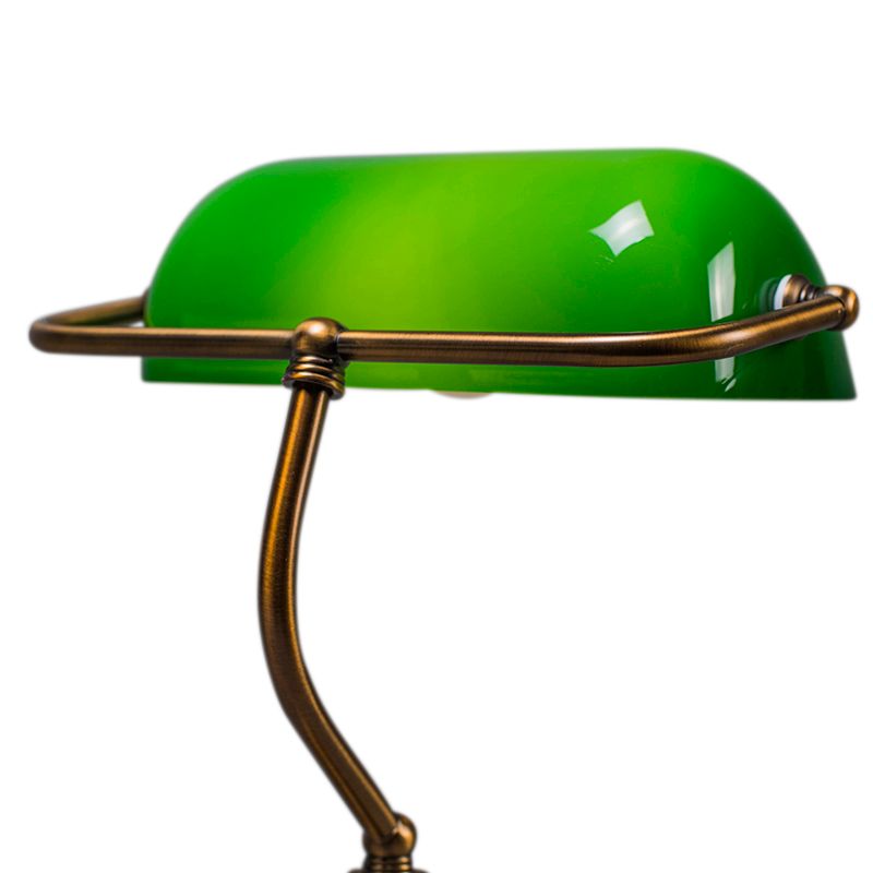Klassieke tafellamp/notarislamp brons met groen glas - Banker