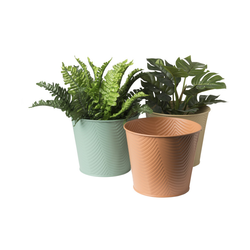 Bloempot patroon maat L - ø15x18 cm - beige