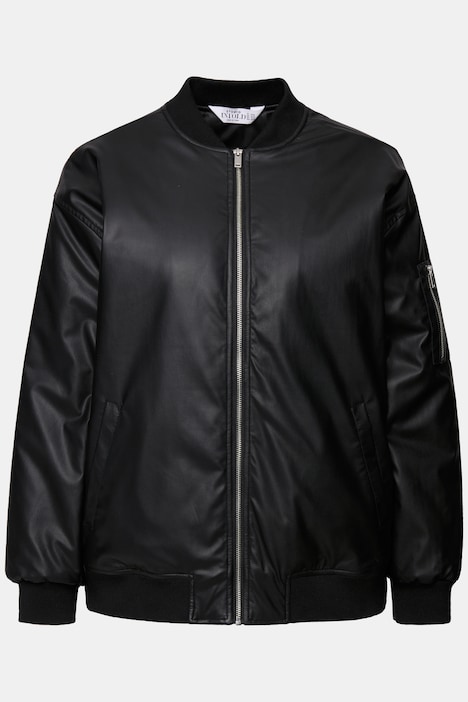 Fake-Lederblouson, Collegekragen, Zipper