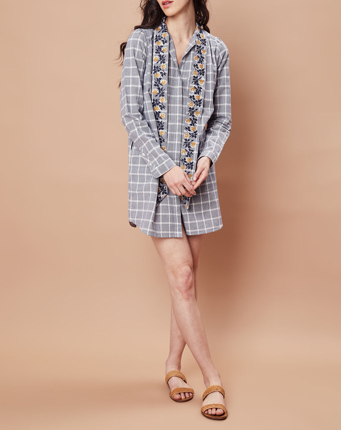 Inouitoosh Robe/Tunique Florencia en Coton blanc/marine