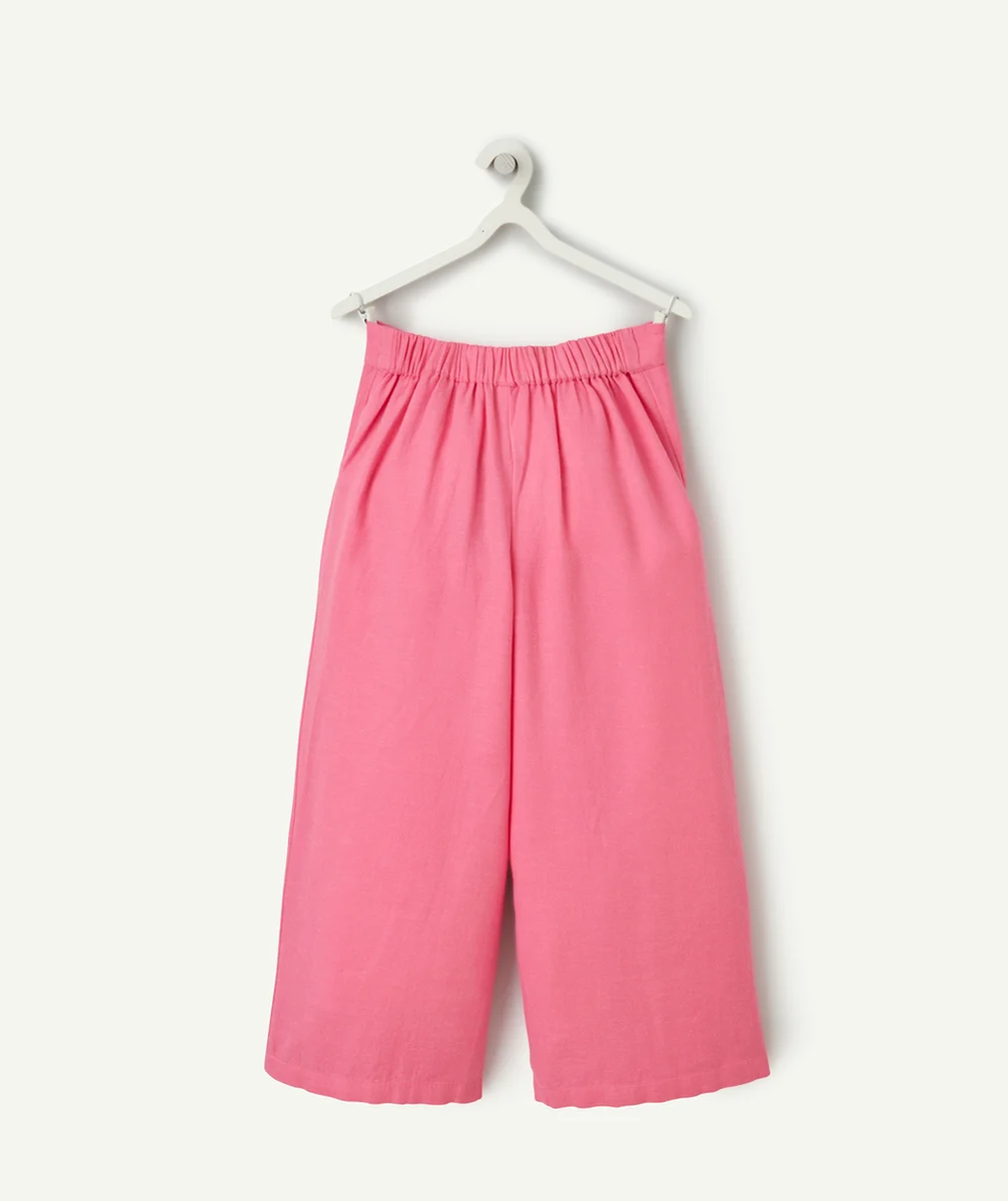 pantalon large fille en viscose responsable rose
