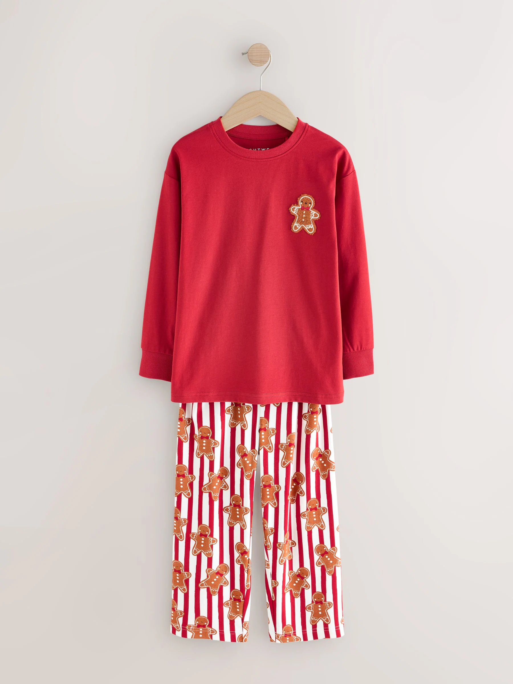 Rood met peperkoekenmannetje - Matching Family - Kerst - Cosy pyjama met lange mouwen (9mnd-16jr)