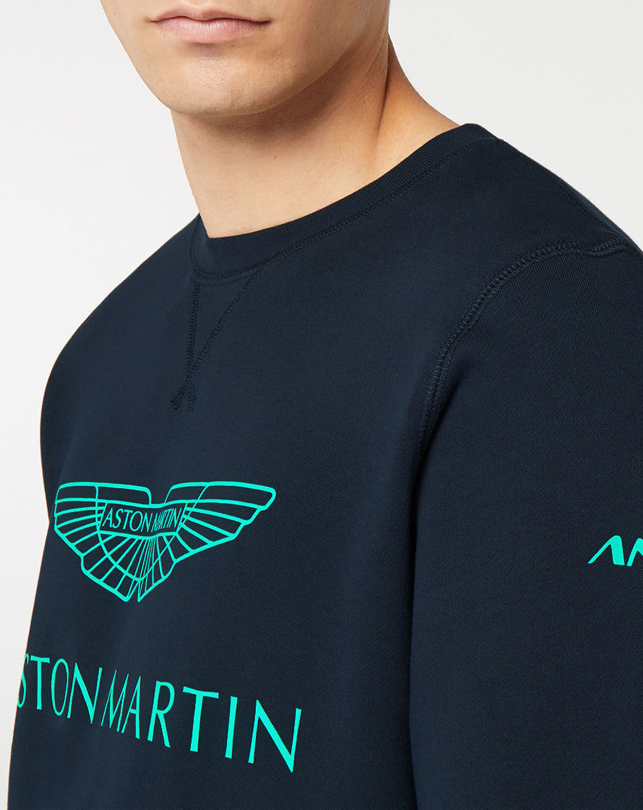 Hackett London Sweat Logo Fluo Aston martin Racing bleu marine/vert