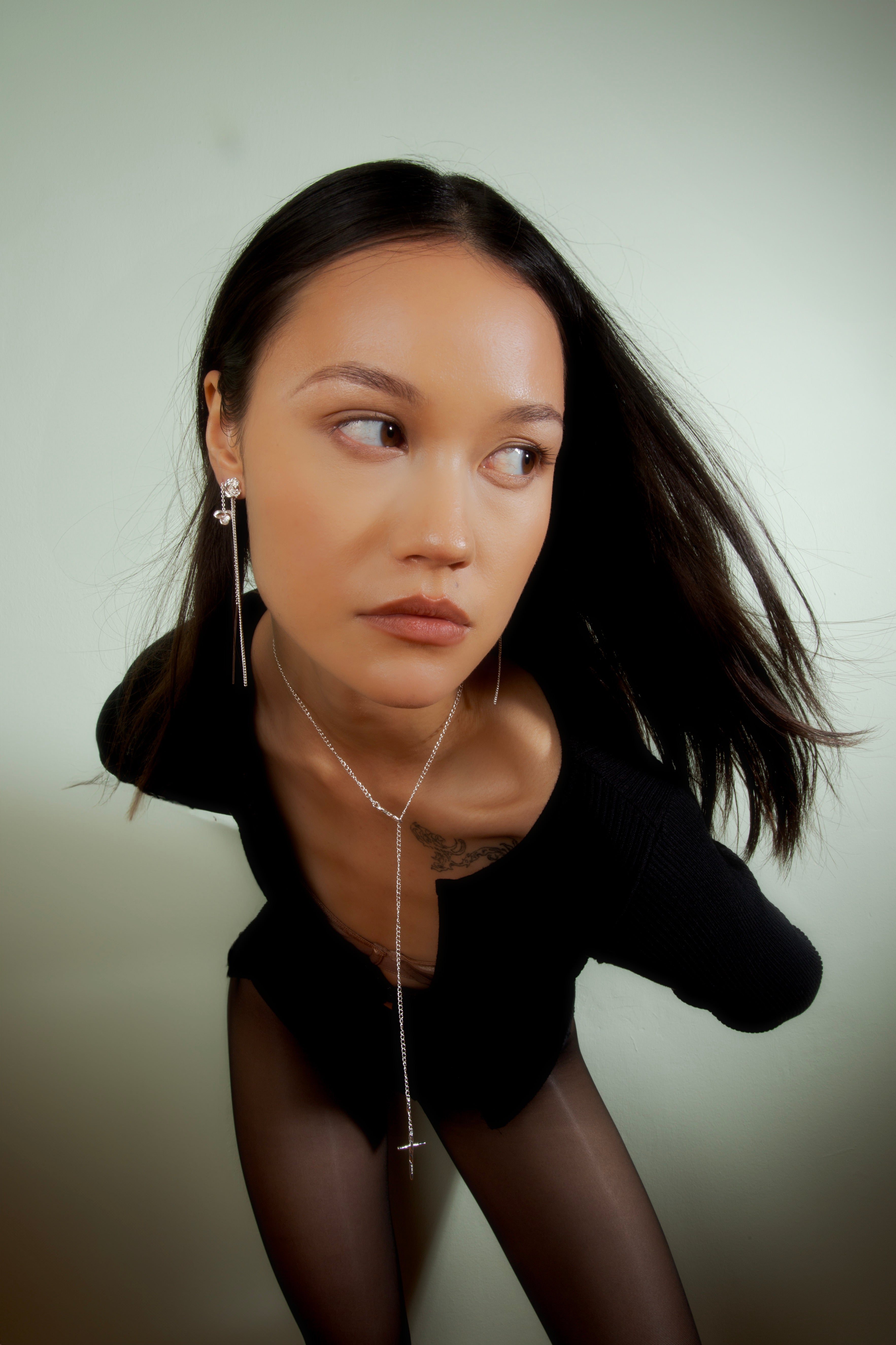 Jane Kønig  Rose Chain ørestik - Sølv