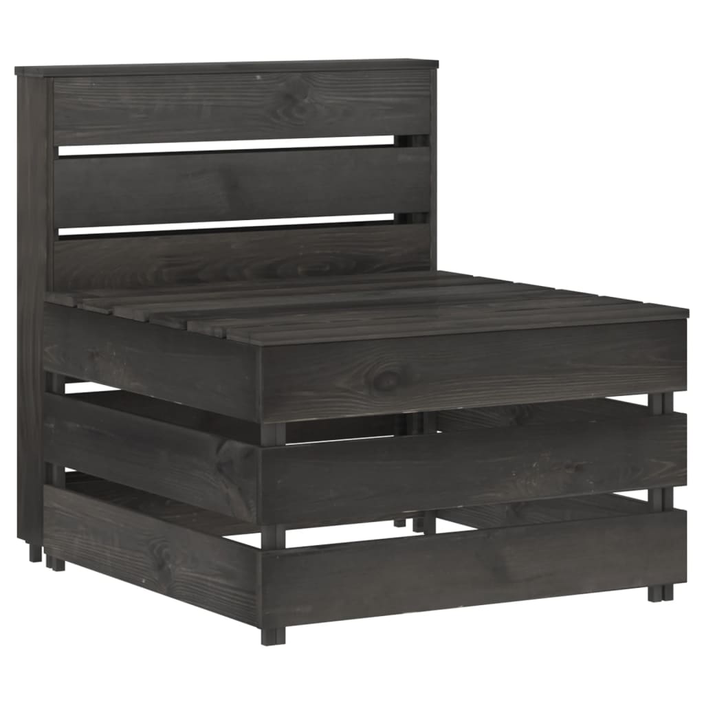 Salon de jardin meuble d'extérieur ensemble de mobilier 9 pièces bois de pin imprégné de gris