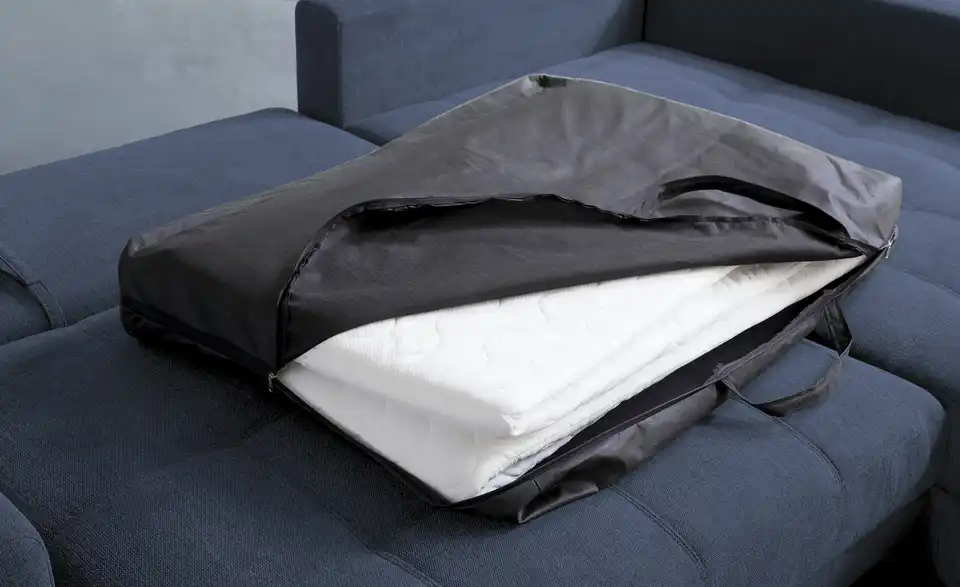 Ecksofa Arissa de Luxe Blau rechts Webstoff