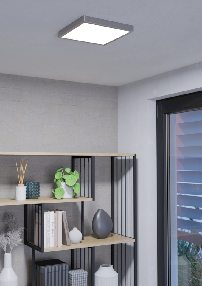 EGLO - Fueva-Z plafond børstet stål 28,5x28,5 - TW - Zigbee, Bluetooth