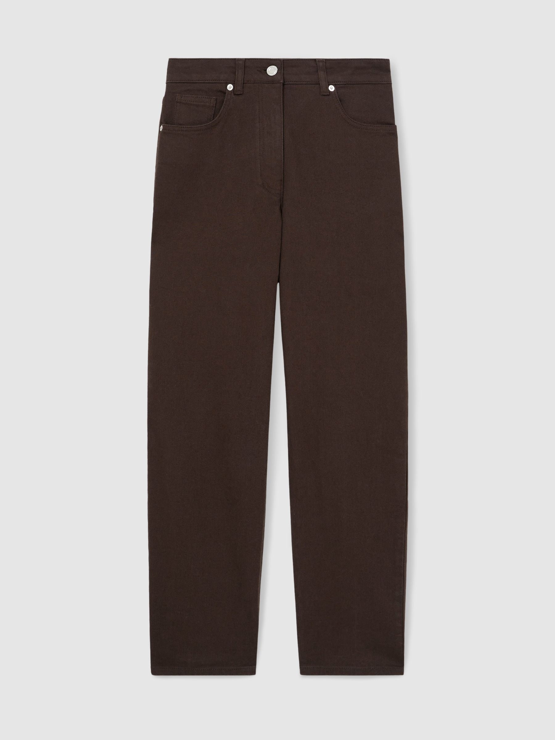 Chocoladebruin - Reiss Selin jeans met rechte pijpen en halfhoge taille