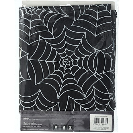 Halloween plastdug 130 x 180 cm - sort med spindelvæv