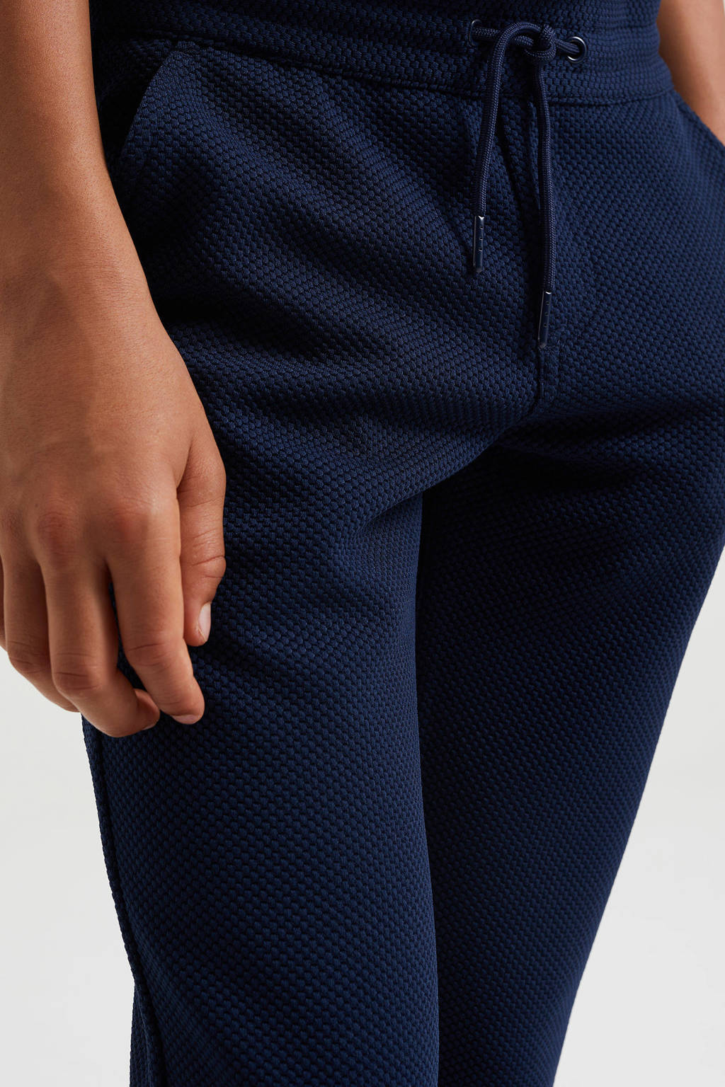 WE Fashion slim fit broek donkerblauw