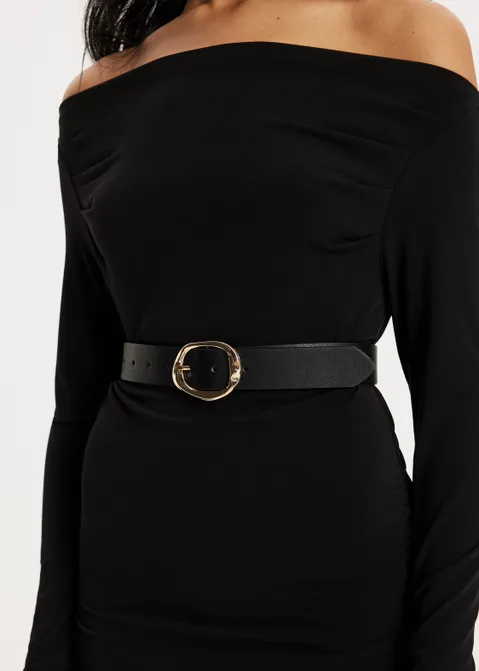 Riem met ovale gesp zwart (ZWART)