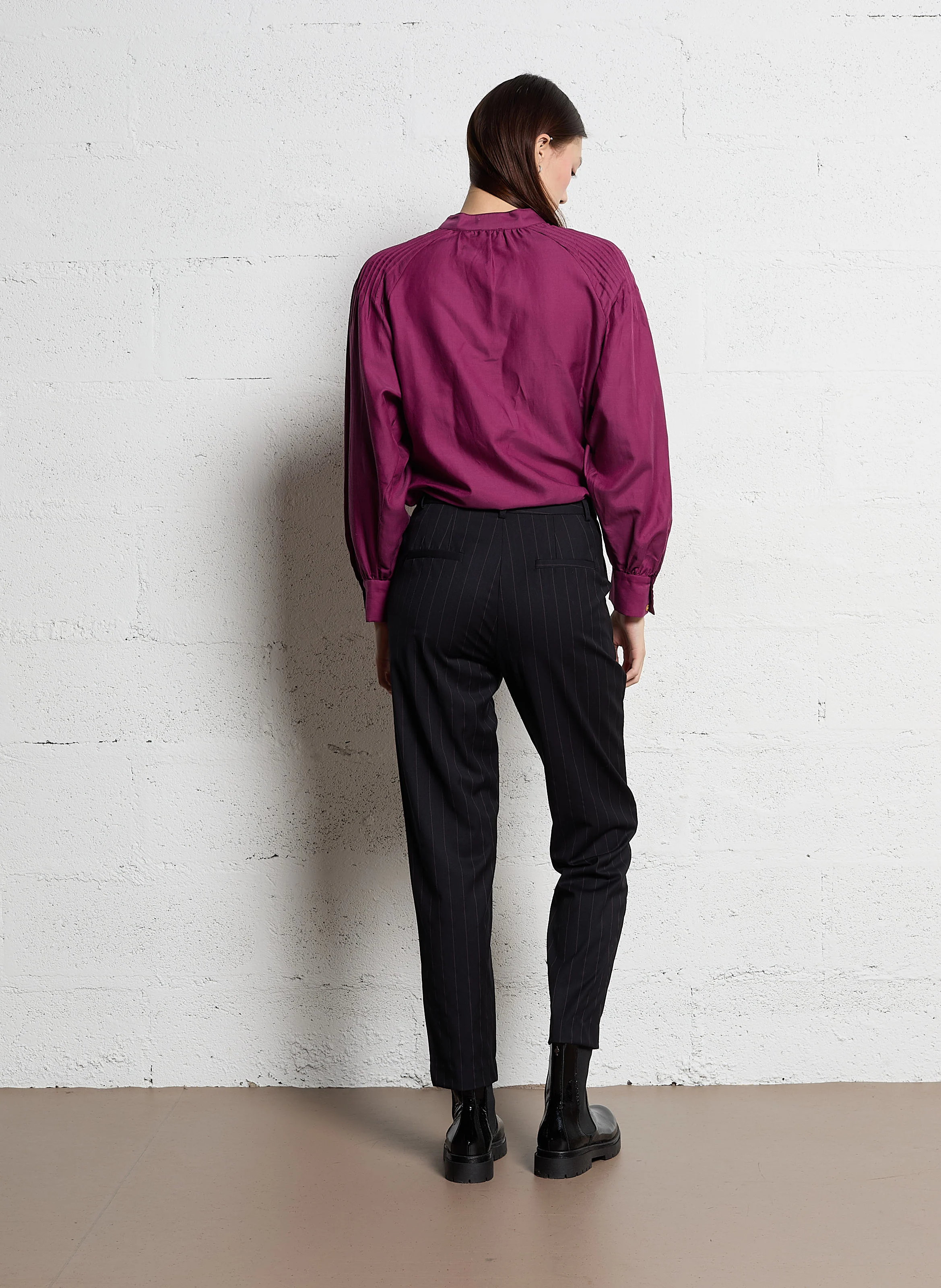STUDETTA - Chemise col rond en coton mélangé | Violet