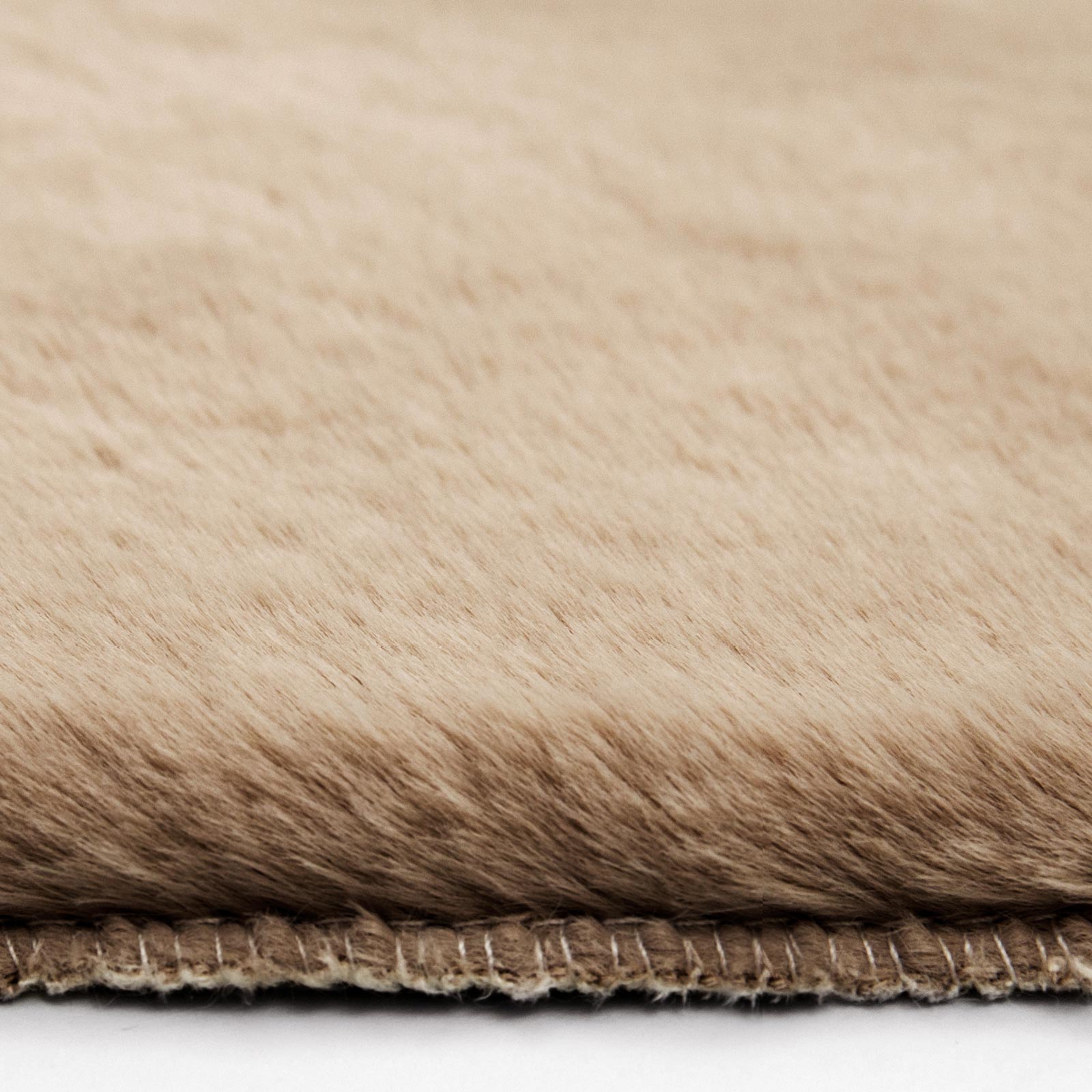 Kunstfellteppich - beige - rund - Ø 80 cm