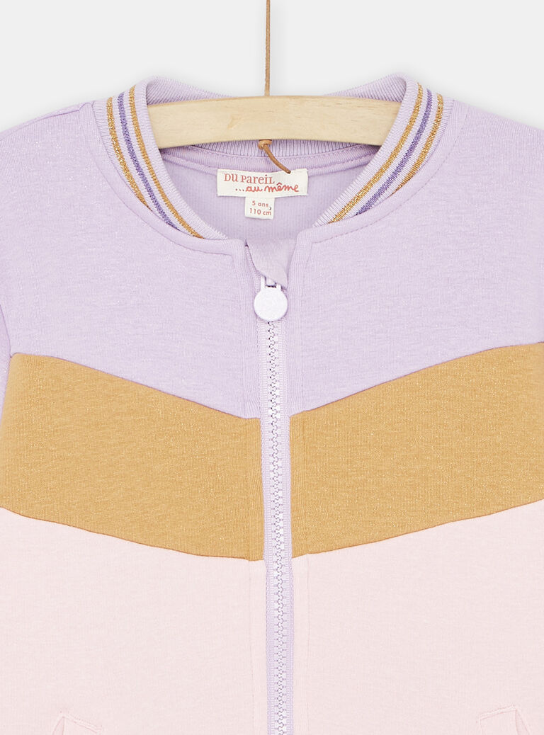 Sweat mauve color block fille