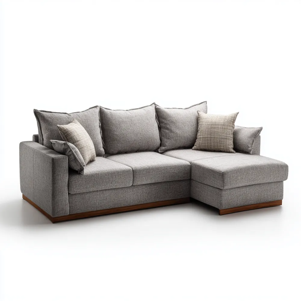 Ecksofa Stoffbezug 200x140x85 cm – Hellgrau – Modernes Design