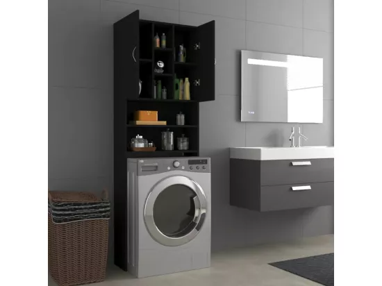 Meuble pour machine à laver Noir 64x25,5x190 cm