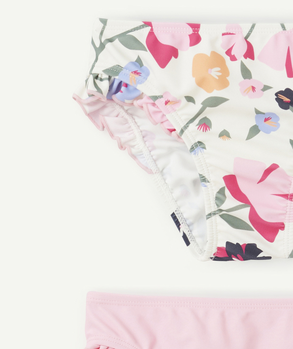 SET ANTI-UV FILLE AVEC TOP ET 2 CULOTTES EN FIBRES RECYCLÉES THÈME FLEURS