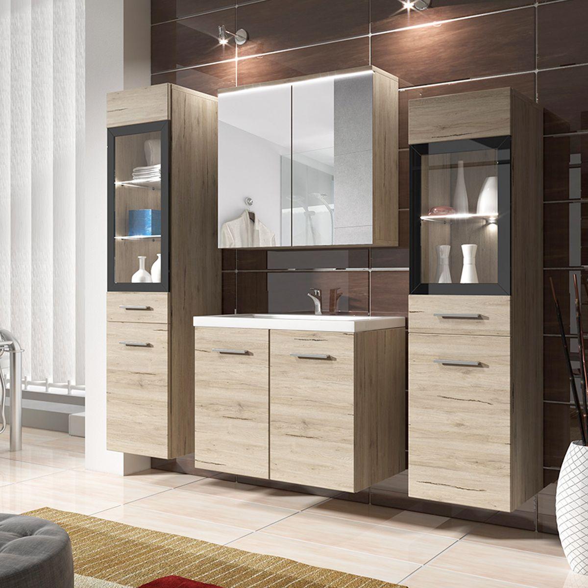 MEUBLE DE SALLE DE BAIN SUSPENDU AVEC MIROIR BLANC