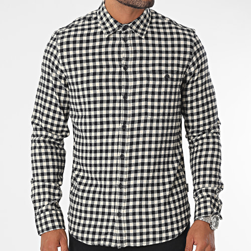 Chemise Manches Longues A Carreaux 20715809 Noir Beige