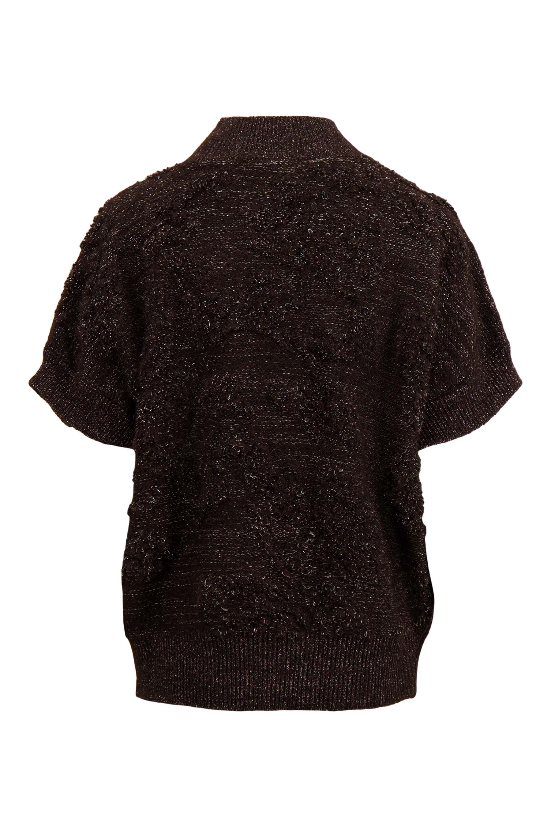 mouwloze trui met lurex jacquard