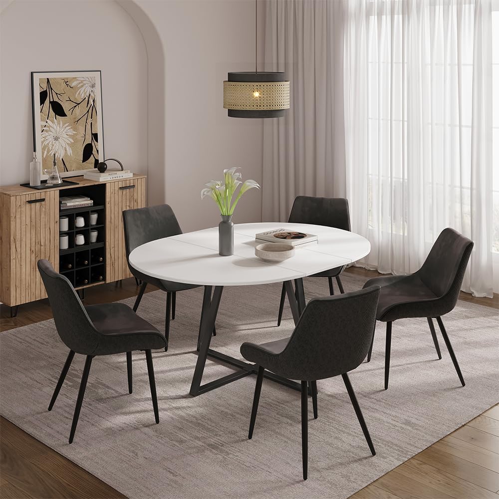 Vicco Esstisch Loyd, Weiß/Schwarz, 120 x 120 cm ausziehbar
