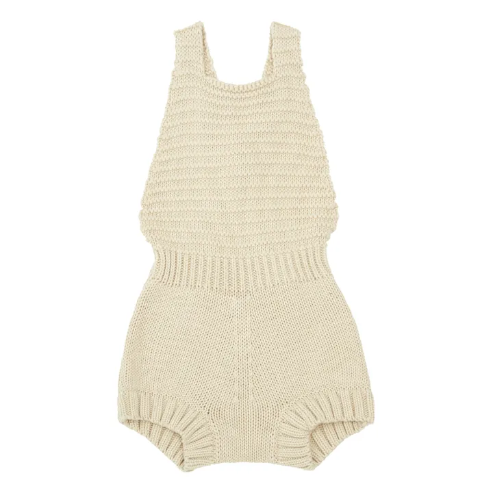 The Simple Folk Barboteuse à Bretelles Coton Bio Maille | Beige